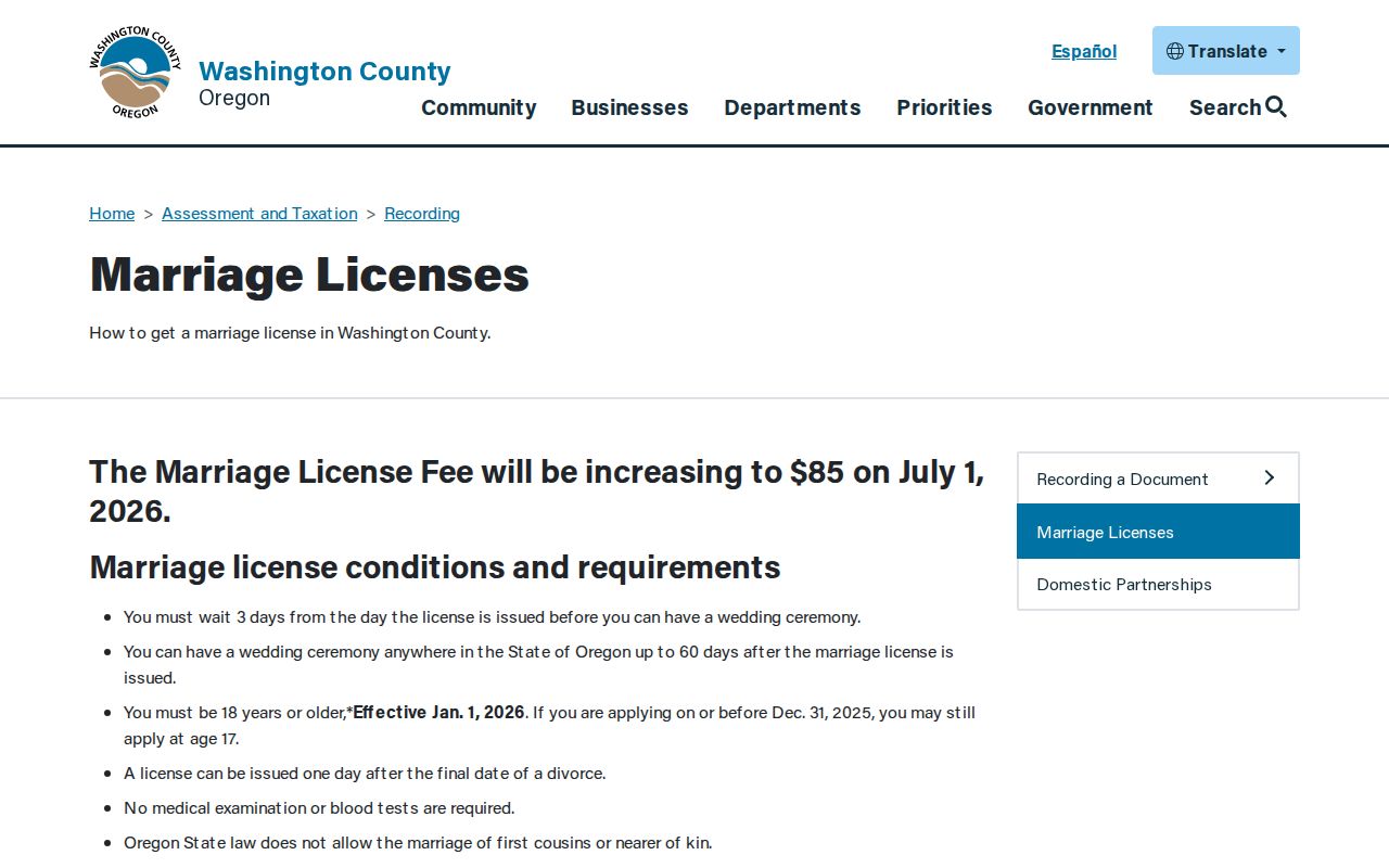 Sherwood city directory research with Washington County marriage-license records