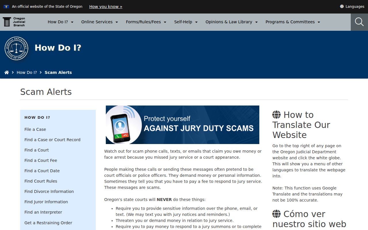 Sherwood previous residents Oregon court scam alert