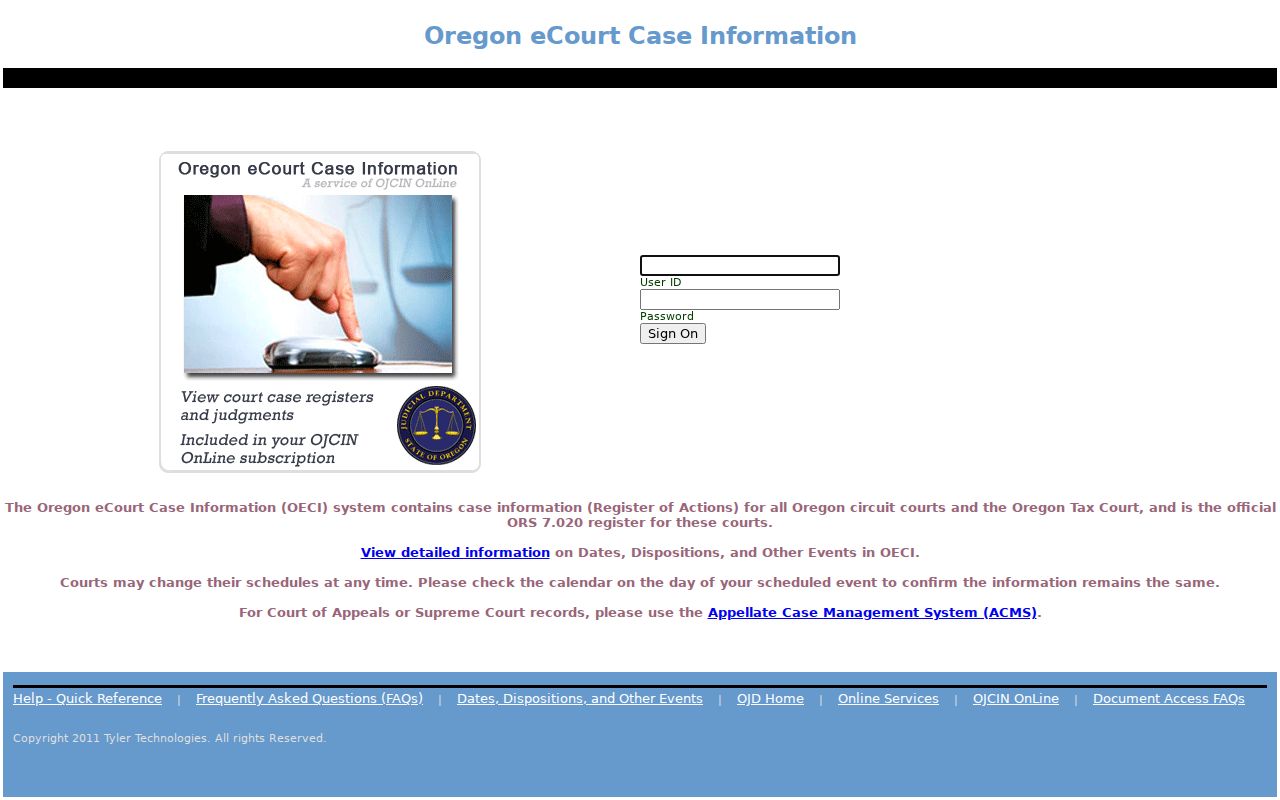 Sherwood resident lookup Oregon eCourt public access screen