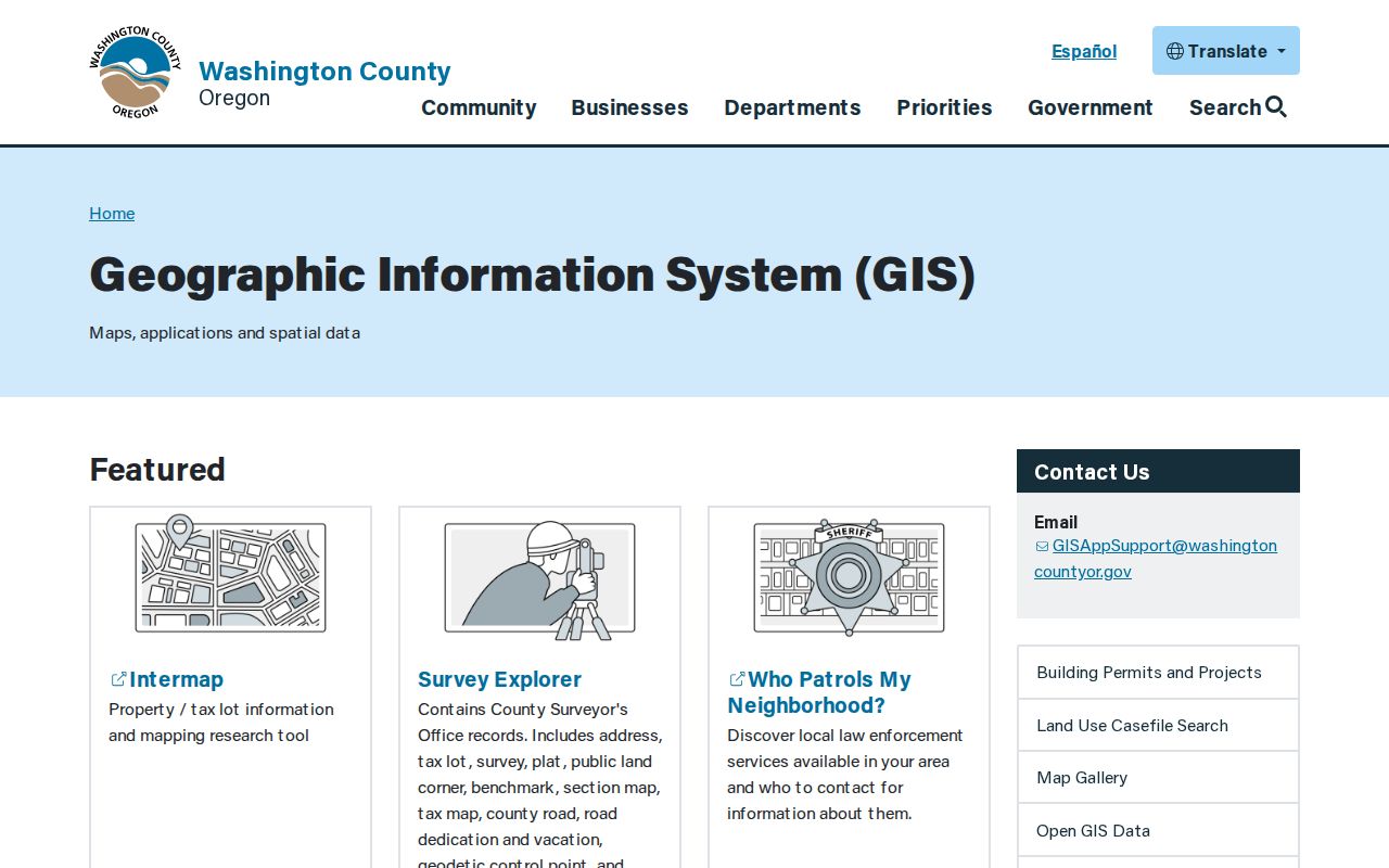 Sherwood street directory Washington County GIS and InterMap hub